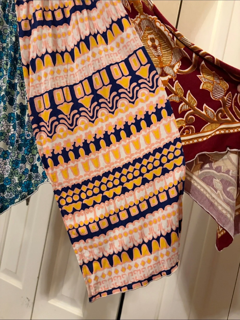 Free People Can’t Tie Me Down Mixed Print Asymmetrical Handkerchief Hem